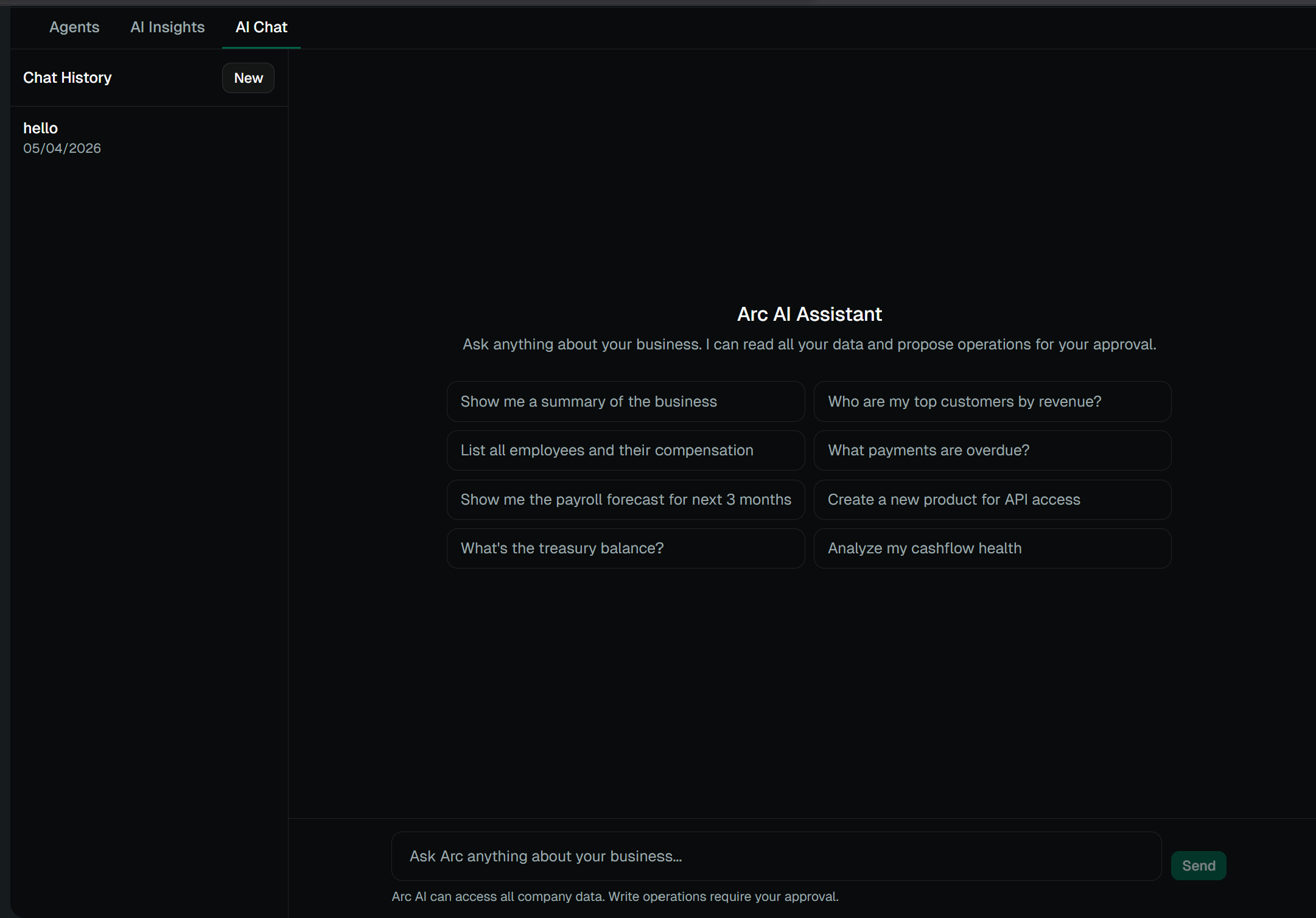 Arc AI assistant chat